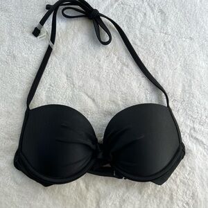 aerie Black padded Cup Halter Bikini Top 32B